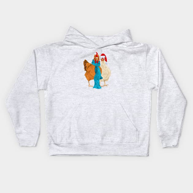 Merry Chickmas Kids Hoodie by Julie Townsend Studio